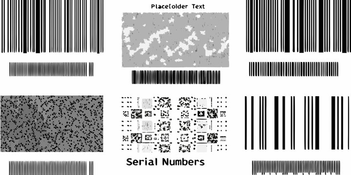 Collection Of Black And White Barcodes And Data Matrix Patterns