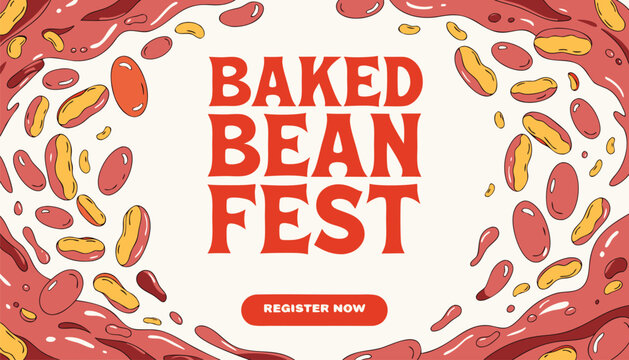Vibrant baked bean festival poster design featuring colorful bean graphic elements