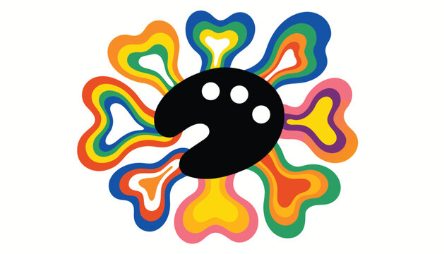 Black artist palette icon surrounded by vibrant multi colored floral petals