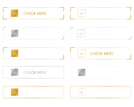 Gold and silver square frame check button set