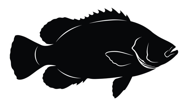Fish silhouette swims gracefully in a lateral profile suitable for marine branding.