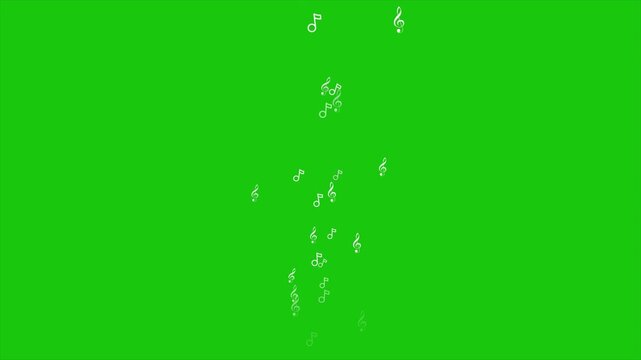 Floating Music Notes Green Screen - Musical Notation Chroma Key Overlay Animation