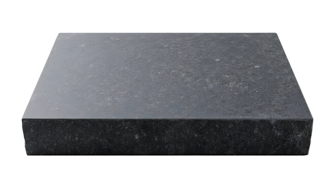 Single rectangular dark gray andesite stepping stone isolated on transparent background png 