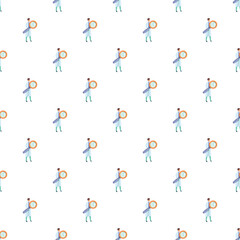 Fototapeta premium Doctor characters holding large magnifying glasses creating a seamless pattern