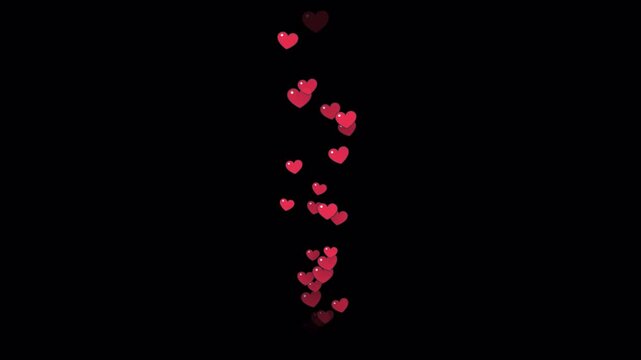 Floating Red Hearts Particles - Love Animation Black Background Loop Valentine