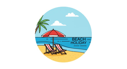Beach Holiday Vacation Relaxation Concept Icon. © adhar