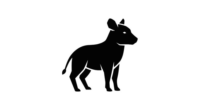Black silhouette of a young cow.
