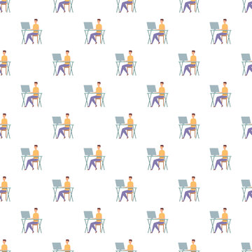 Person using laptop working from home office in a repeating pattern