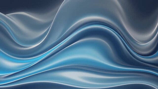 Abstract blue and silver liquid waves flowing in a smooth composition