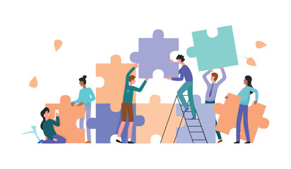 Fototapeta premium Digital Marketing Team Collaboration Concept Illustration with Growth Strategy and Online Promotion