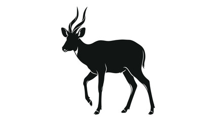 Antelope stands gracefully in a clean profile view as a solid black graphic. © sajida