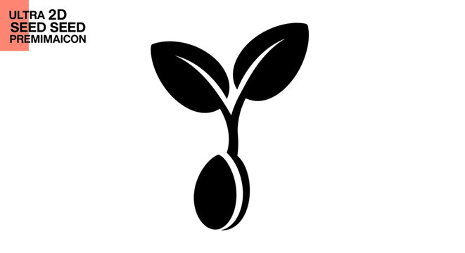 Black sprout seedling icon, growth concept, isolated on white background.