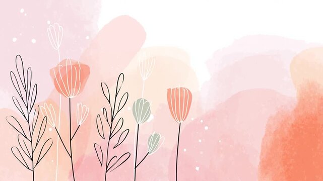 Minimal line art motifs moving soft coloring page style abstract background