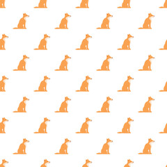 Obraz premium Many orange foxes creating a seamless pattern on a white background