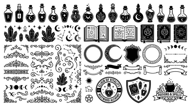 Black and white occult symbols.