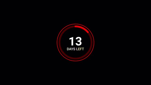 Ninety days count animation. ninety running numbers counting days, 90 to zero day counting, 90 to 0 day on with alpha transparent background.