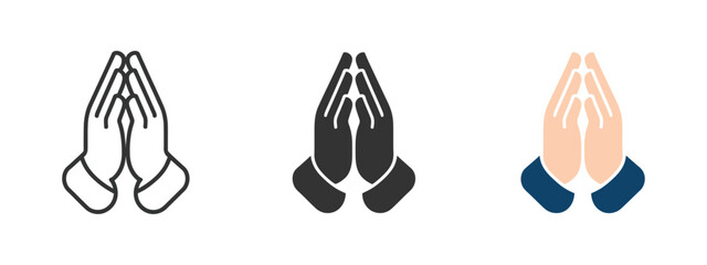 Fototapeta premium Prayer and Respect Icons Featuring Folded Hands Symbols for Gratitude, Worship and Spiritual Practices