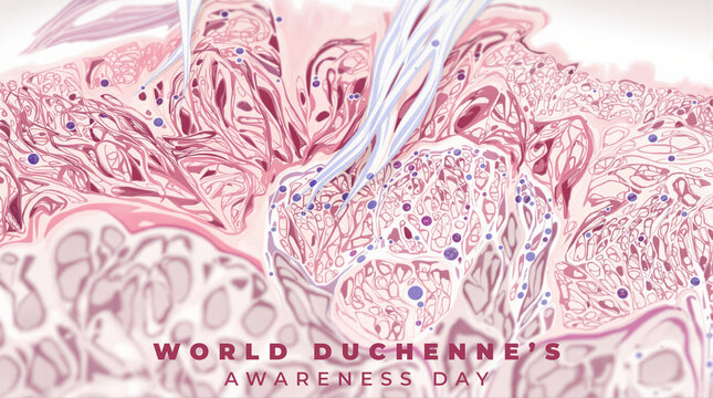 World Duchenne Awareness Day Concept Image, featuring muscular dystrophy awareness, patient support, and medical research.