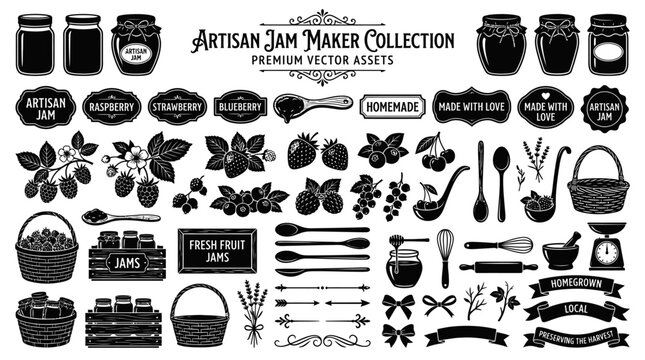 Artisan jam maker collection icons.