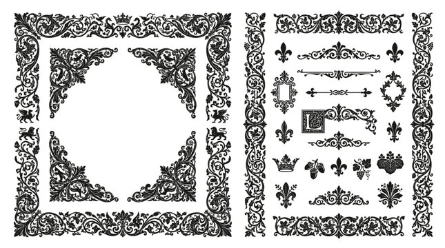Black and white ornate border designs.