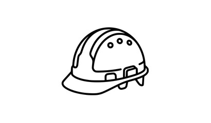 Fototapeta premium Minimalist Hard Hat Outline Icon for Construction Safety and Engineering Vector Illustration