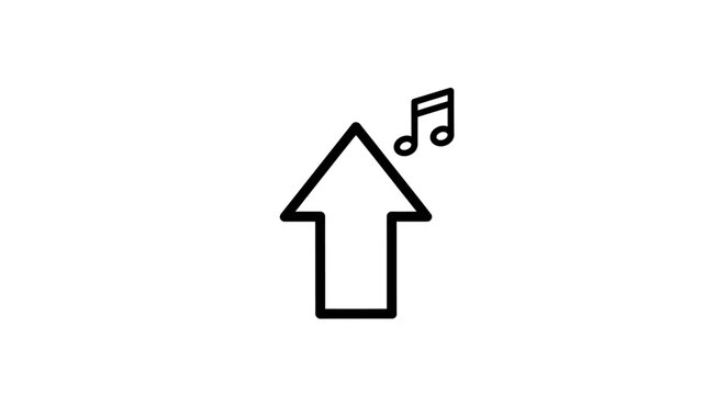 Music Note with Upward Arrow Sign.