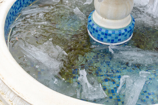 frozen fountain or swimming pool
