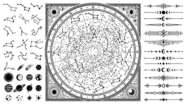 Astronomy star map chart design.