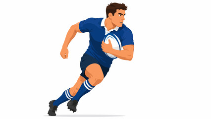 Obraz premium Dynamic Rugby Player Sprinting with Ball, Athletic Motion in Full Stride Illustration for Sports