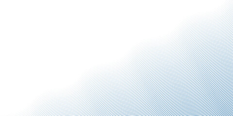 Blue wave texture gradient. Fading curved linear halftone gradation. Wavy water lines pattern wallpaper. Thin to thick undulate stripes background for overlay, print, cover, graphic design. Vector © Maimun
