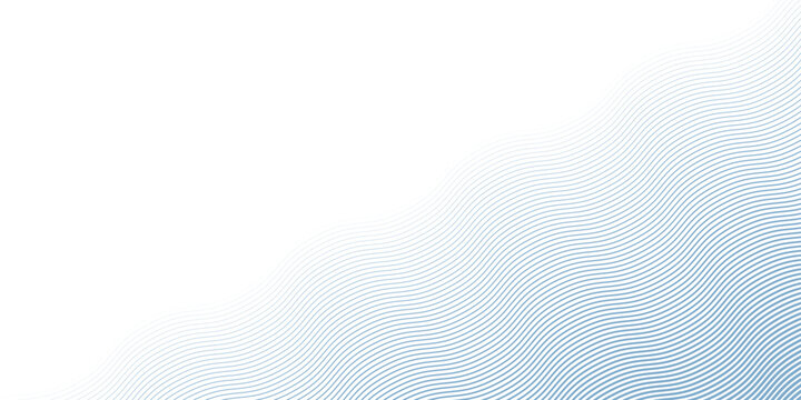 Blue wave texture gradient. Fading curved linear halftone gradation. Wavy water lines pattern wallpaper. Thin to thick undulate stripes background for overlay, print, cover, graphic design. Vector