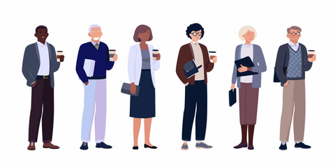 Obraz premium Diverse Business People Illustration Flat Vector Style On White Background