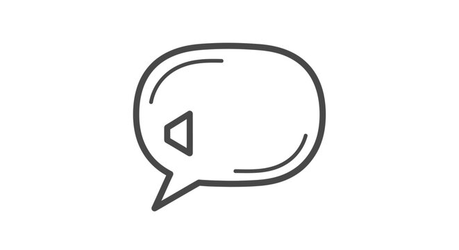 Black and white speech bubble icon.