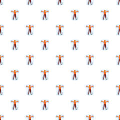 Obraz premium Seamless pattern featuring a person making snow angels on cold winter snow