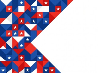 Fototapeta premium Modern Patriotic Geometric Background With Red White And Blue Star Pattern And Clean Copy Space