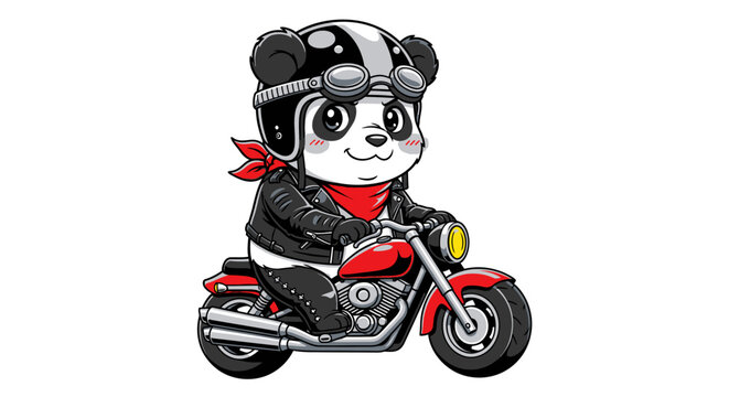 Cute Panda Riding a Motorcycle