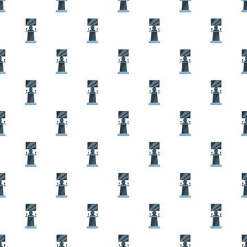Repeating flat style vector illustration of a vintage arcade game machine