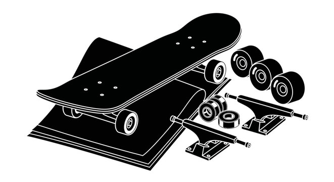 Skateboard Parts Kit: Deck, Trucks, Wheels, and Grip Tape for Custom Build