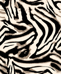 Fototapeta premium watercolor design, tiger stripes seamless pattern, animal skin texture textile 