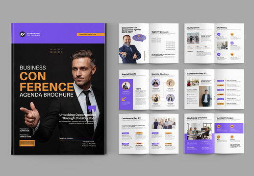 Conference Agenda Brochure Template