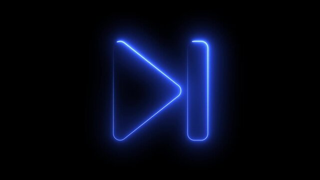 Neon blue glowing next track animation on black background, for digital media, interfaces