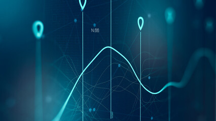 Naklejka premium Stock exchange trading chart shows data trends and movements over time