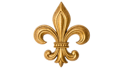 Golden fleur de lis decorative metal symbol ornament isolated on transparent background cut out © Hanna