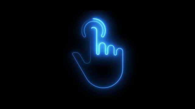 Neon blue touch gesture animation for user interface and digital interaction