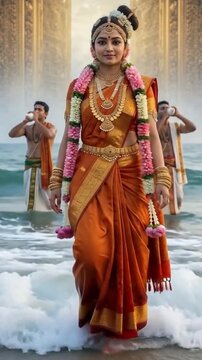 Godess meenakshi on the shores of the ocean in madurai