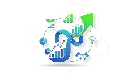 Fototapeta premium Business Growth and Financial Success Infographic with Charts and Arrows