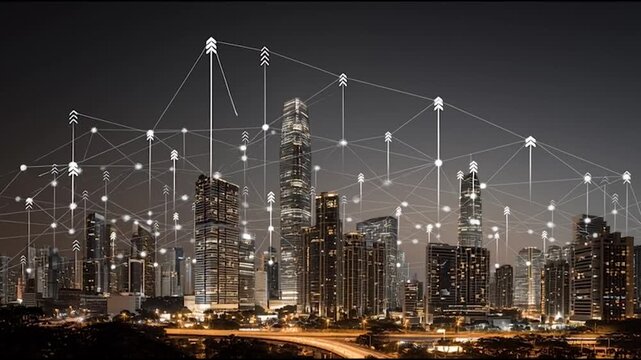 Cloud upload and download icon arrows symbol representing data transfericon Cyber security Global network on Earth concept Abstract business connection of lines from nodes It is connected to endless 