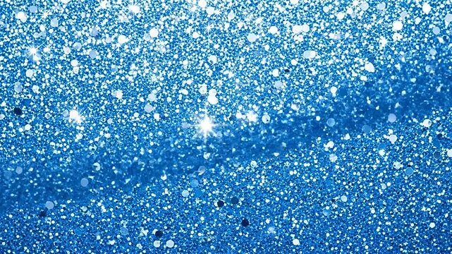 Sparkling blue glitter background with shimmering light reflections