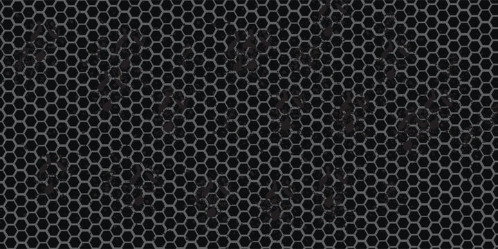Black perforated metal plate. Metal grill. Black metal texture steel background. Perforated sheet metal.Abstract dark gray circle mesh pattern background texture.Black metallic background.
