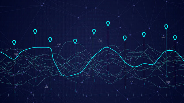 Stock exchange trading chart displays data patterns and trends over time